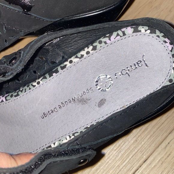 Jambu Jasper Floral Black Leather Wedge Size 9 - Picture 7 of 8